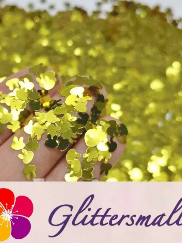 4mm Rabbit Bunny Shapes Gold Glitter B0203