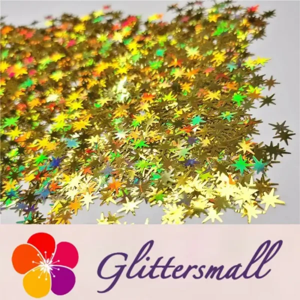 IMG_20200124_202654_24da96e9-e245-4f4a-ad71-daf3e45f6a66.webp 9mm Eight Pointed Star Shapes Laser Gold Glitter LB0210