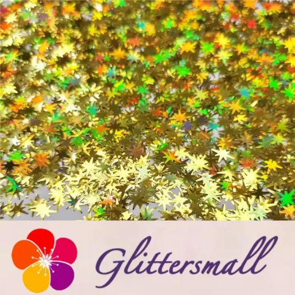IMG_20200124_202702_b6e6e4af-1073-49bc-be47-8dc74f236cf6.webp 9mm Eight Pointed Star Shapes Laser Gold Glitter LB0210