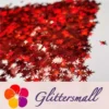 9mm Eight Pointed Star Shapes Laser Red Glitter LB0300
