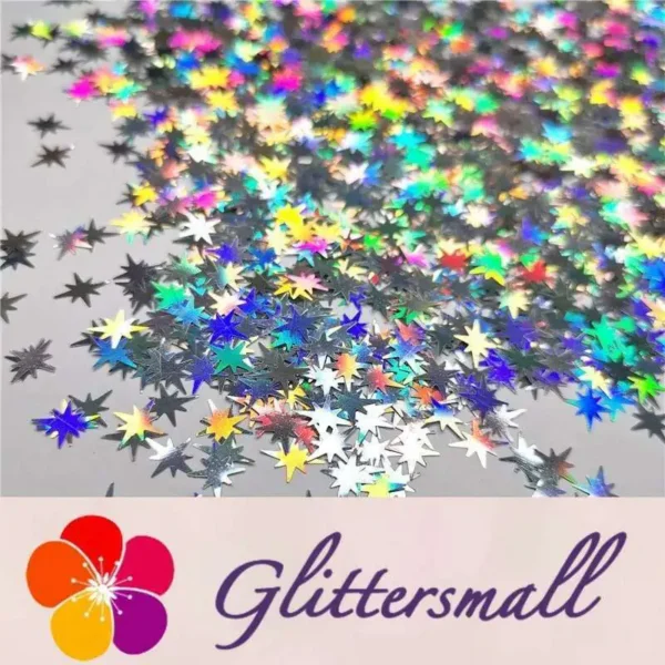 IMG_20200124_203959_ab7626b1-7151-4e3b-8009-3e8941372df7.webp 9mm Eight Pointed Star Shapes Laser Silver Glitter LB0100