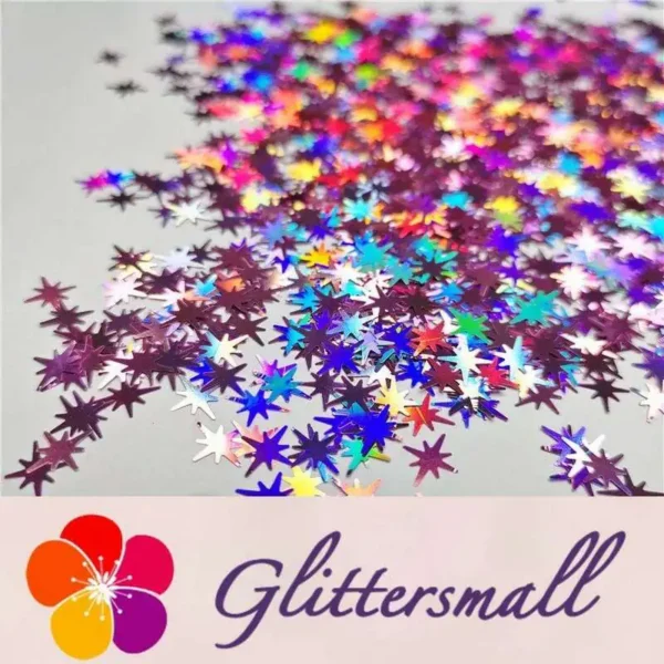 IMG_20200124_204918_e1787c32-3c2c-4094-a87a-2c9164653def.webp 9mm Eight Pointed Star Shapes Laser Pink Glitter LB0901