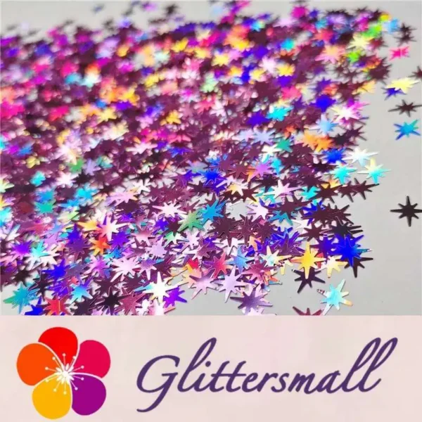 IMG_20200124_204922_0ef45011-09d4-4228-9361-2b598fa87c14.webp 9mm Eight Pointed Star Shapes Laser Pink Glitter LB0901