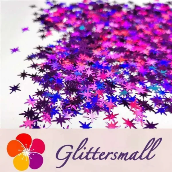 IMG_20200124_205325_ba7abd8d-80ae-4b88-a35e-cc1a2642bf9e.webp 9mm Eight Pointed Star Shapes Laser Purple Glitter LB0800