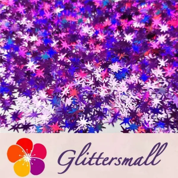 IMG_20200124_205336_1adec7b7-3501-4760-8d9e-80b16cd396c5.webp 9mm Eight Pointed Star Shapes Laser Purple Glitter LB0800