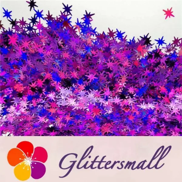 IMG_20200124_205512_48a18407-8340-4211-8506-2ad5e7ec5193.webp 9mm Eight Pointed Star Shapes Laser Purple Glitter LB0800