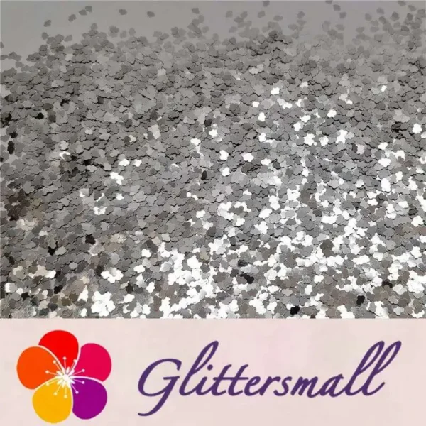3mm Cloud Shapes Silver Glitter B0100