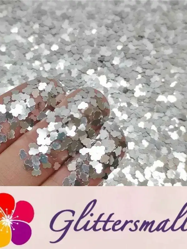 3mm Cloud Shapes Silver Glitter B0100