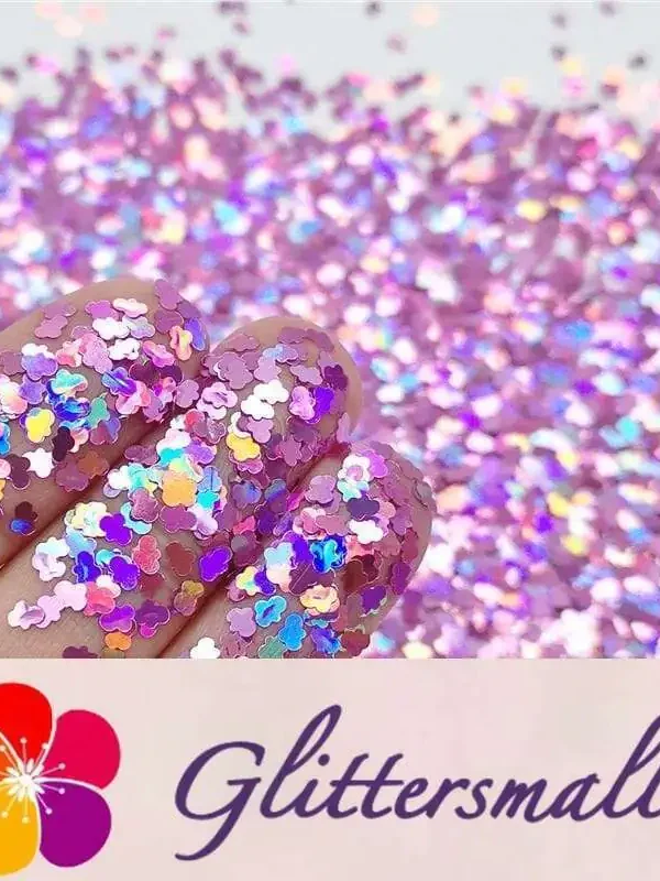 3mm Cloud Shapes Laser Pink Glitter LB0901