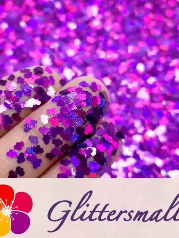 3mm Cloud Shapes Laser Purple Glitter LB0800