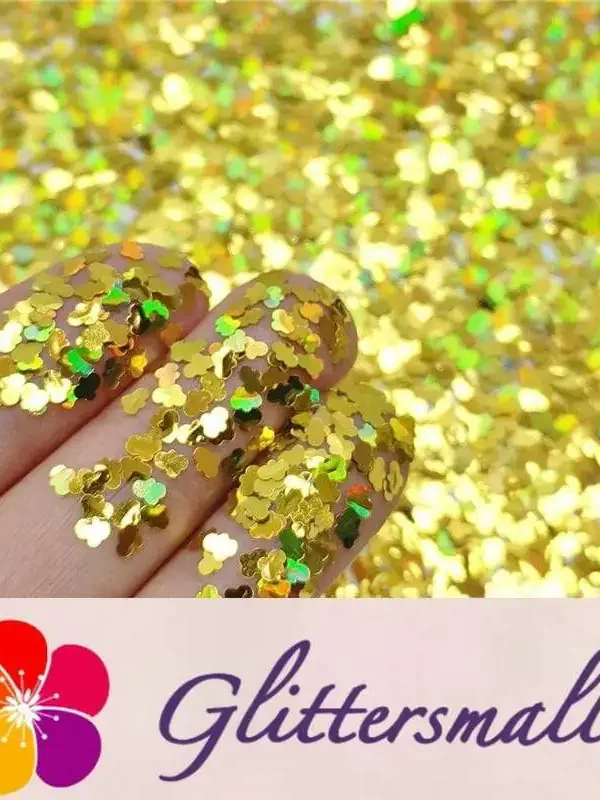 3mm Cloud Shapes Laser Gold Glitter LB0210