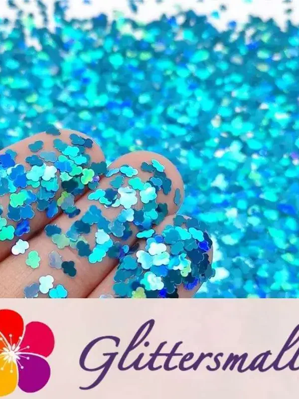 3mm Cloud Shapes Laser Sky Blue Glitter LB0700