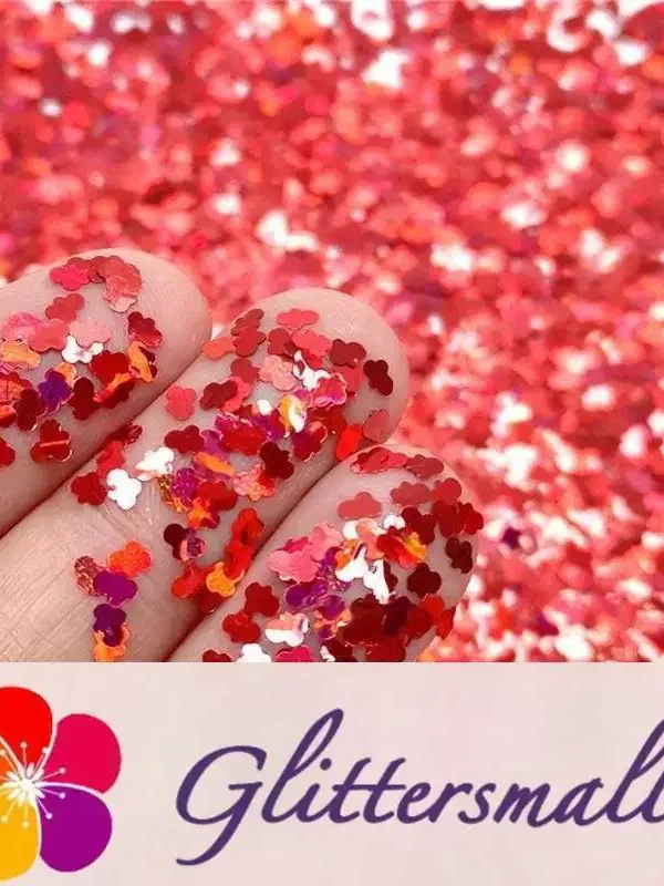 3mm Cloud Shapes Laser Red Glitter LB0300
