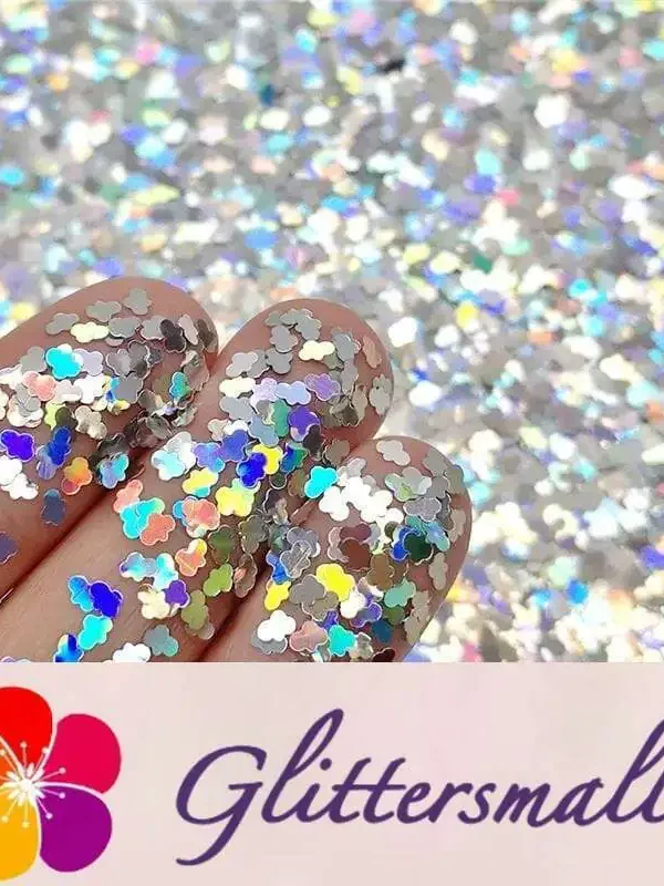 3mm Cloud Shapes Laser Silver Glitter LB0100