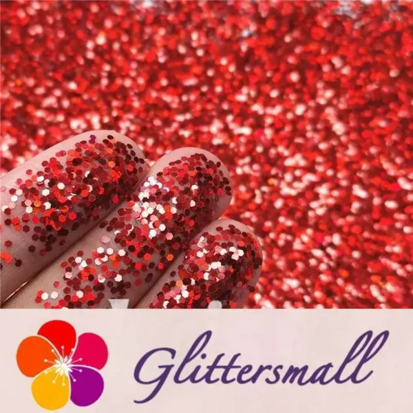 1mm Hexagon Shapes Laser Red Glitter LB0300