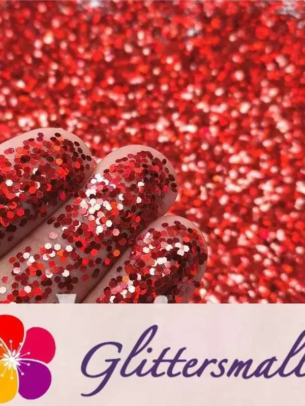 1mm Hexagon Shapes Laser Red Glitter LB0300