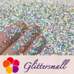 1mm Hexagon Shapes Laser Silver Glitter LB0100