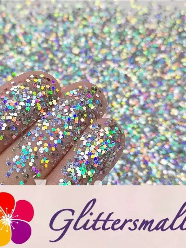 1mm Hexagon Shapes Laser Silver Glitter LB0100