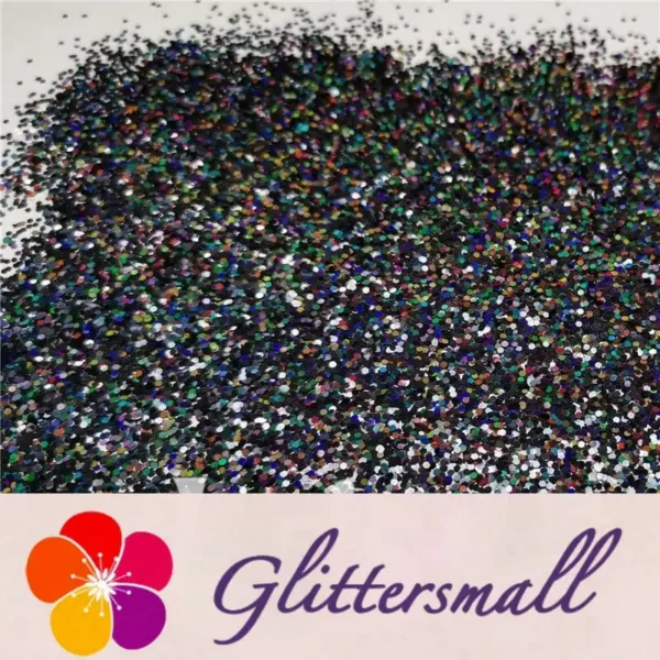 1mm Hexagon Shapes Laser Black Glitter LB01000