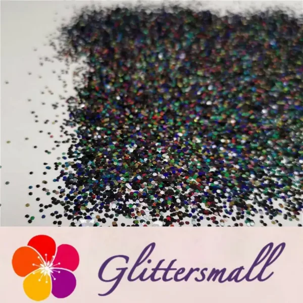 1mm Hexagon Shapes Laser Black Glitter LB01000