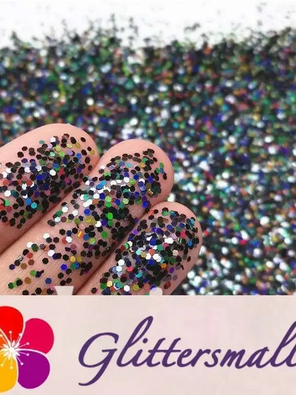 1mm Hexagon Shapes Laser Black Glitter LB01000