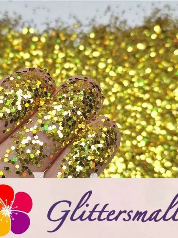 1mm Hexagon Shapes Gold Glitter B0203