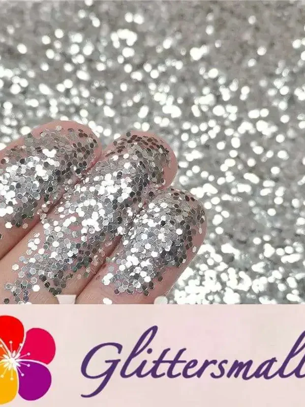 1mm Hexagon Shapes Silver Glitter B0100