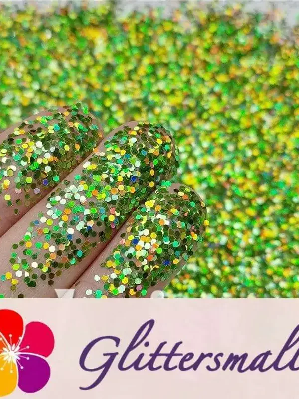 1mm Hexagon Shapes Laser Green Glitter LB0601
