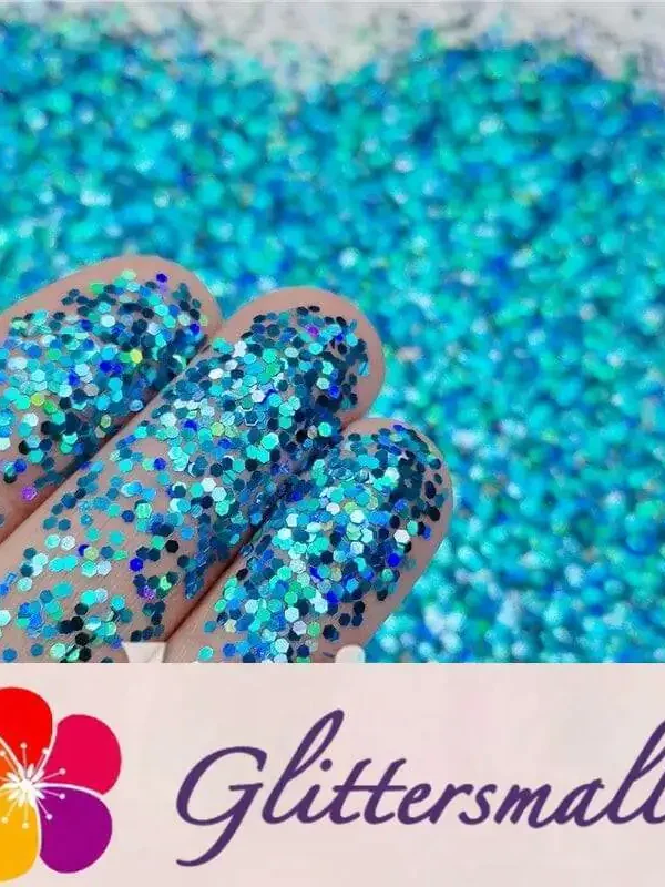1mm Hexagon Shapes Laser Sky Blue Glitter LB0700