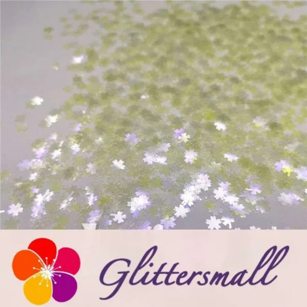 IMG_20200323_202027.webp 5mm Cherry Blossoms (Sakura) Shaped Iridescent Lemon Yellow Glitter C014