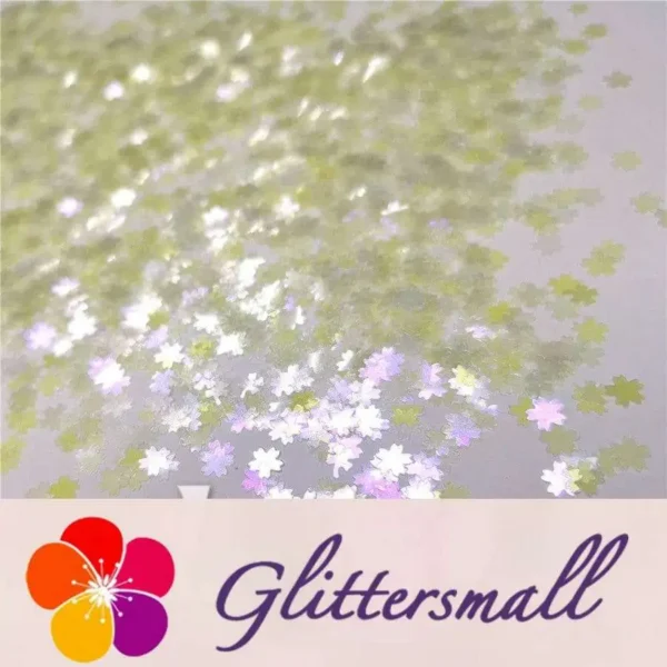 IMG_20200323_202033.webp 5mm Cherry Blossoms (Sakura) Shaped Iridescent Lemon Yellow Glitter C014