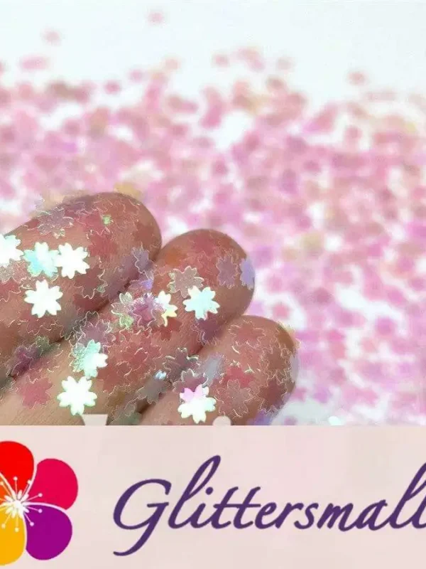 5mm Cherry Blossoms (Sakura) Shaped Iridescent Dream Pink Glitter C003