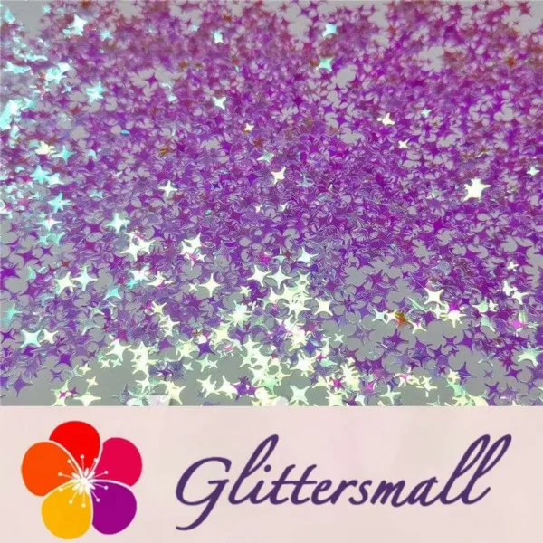 IMG_20200323_202551.webp 3/4/5mm Four Pointed Star Mixed Light Purple Iridescent Glitter LC-F322R