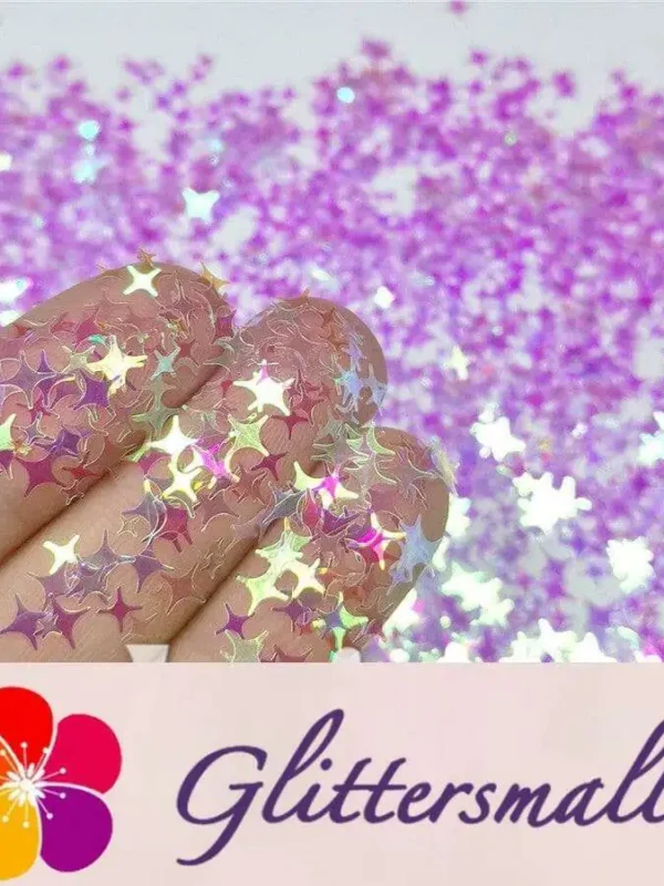 3/4/5mm Four Pointed Star Mixed Light Purple Iridescent Glitter LC-F322R