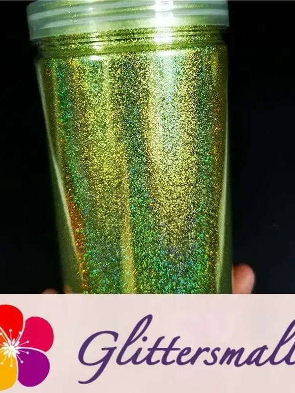 0.2mm Holographic Pigment Golden Green Glitter Cosmetic Grade SLG007