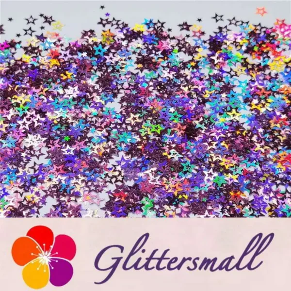 6mm Holographic Pink Hollow Out Star Shaped Glitter LB0901