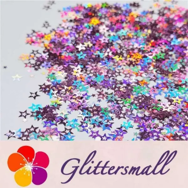 6mm Holographic Pink Hollow Out Star Shaped Glitter LB0901