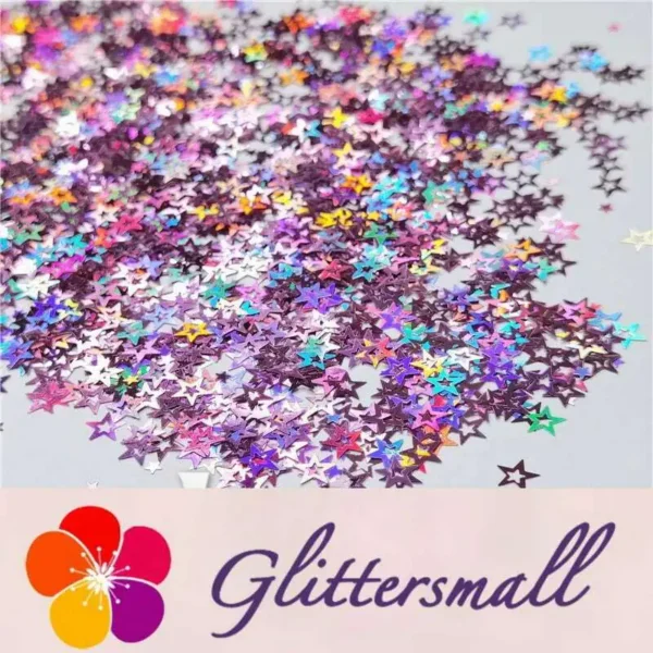 6mm Holographic Pink Hollow Out Star Shaped Glitter LB0901