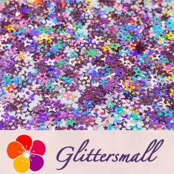 6mm Holographic Pink Hollow Out Star Shaped Glitter LB0901
