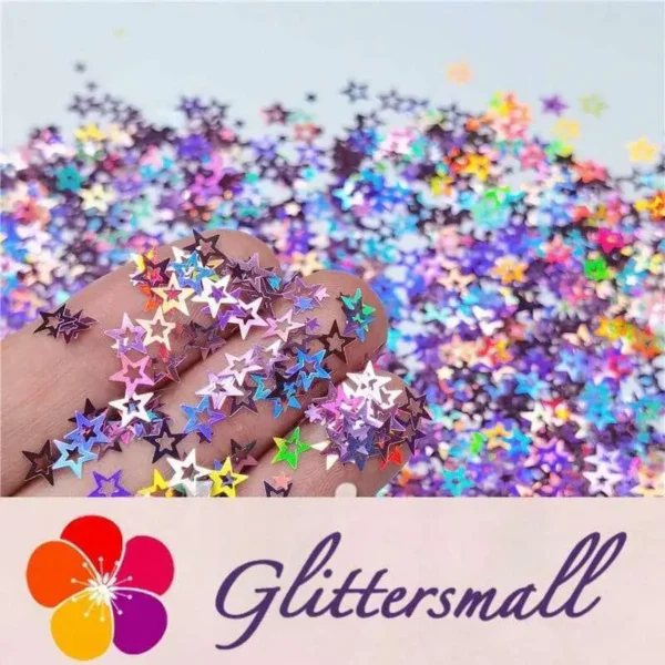 6mm Holographic Pink Hollow Out Star Shaped Glitter LB0901