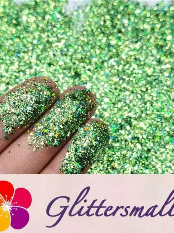 2x2 Glitter Holo Shards (Flakes) Holographic Pigment Grass Green Glitter Solvent Resistant SLG008