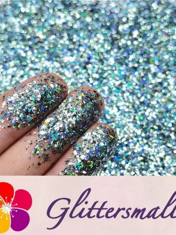 2x2 Glitter Holo Shards (Flakes) Holographic Pigment Dark Grey Glitter Solvent Resistant SLG011