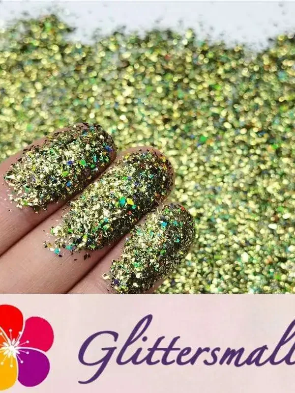 2x2 Glitter Holo Shards (Flakes) Holographic Pigment Olive Green Glitter Solvent Resistant SLG010