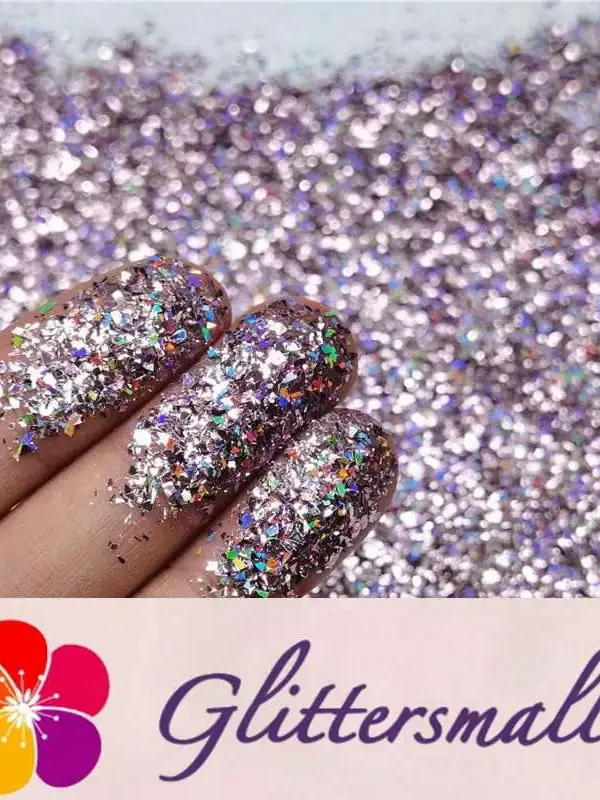 2x2 Glitter Holo Shards (Flakes) Holographic Pigment Light Pink Glitter Solvent Resistant SLG005