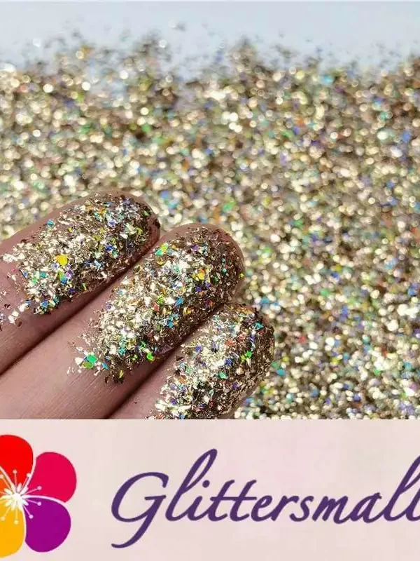 2x2 Glitter Holo Shards (Flakes) Holographic Pigment Sand Gold Glitter Solvent Resistant SLG002