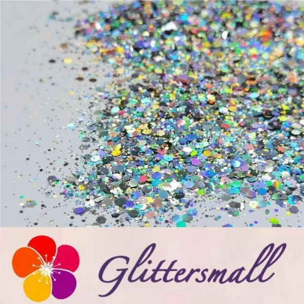 General Mixed Holographic Silver Glitter Hexagon Shaped LB0100