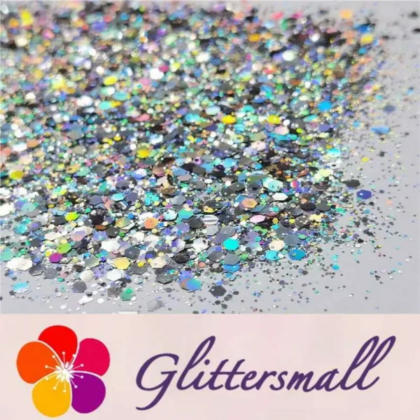 General Mixed Holographic Silver Glitter Hexagon Shaped LB0100