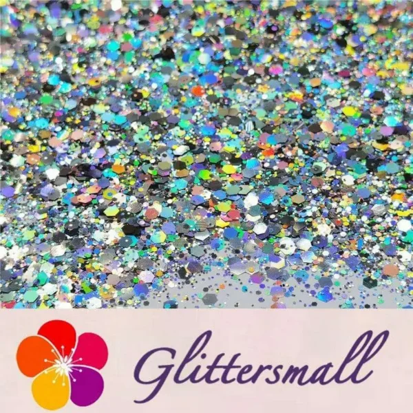 General Mixed Holographic Silver Glitter Hexagon Shaped LB0100