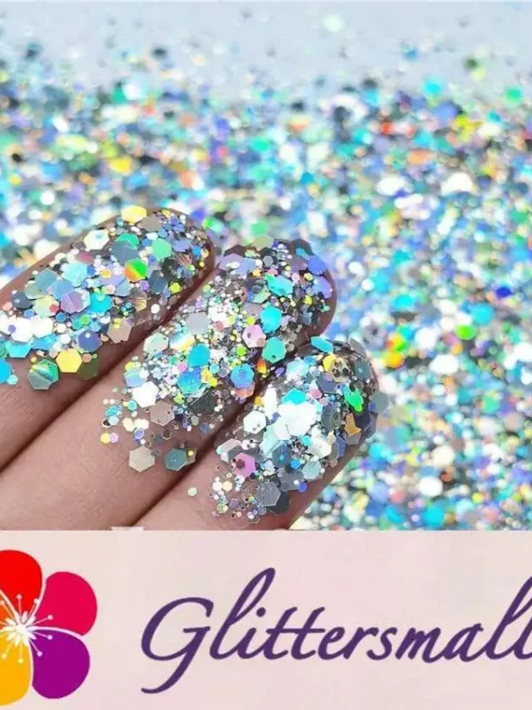 General Mixed Holographic Silver Glitter Hexagon Shaped LB0100