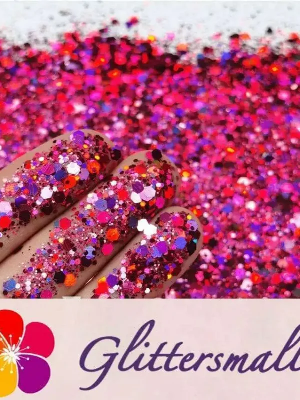 General Mixed Holographic Rose Red Glitter Hexagon Shaped LB0912